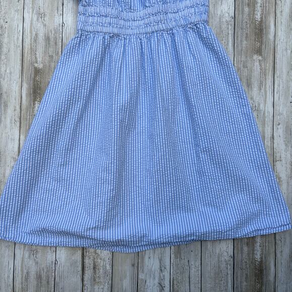 Crewcuts J. Crew Seersucker Dress Girls 10 Blue Striped Smocked Preppy Coastal - Picture 10 of 10